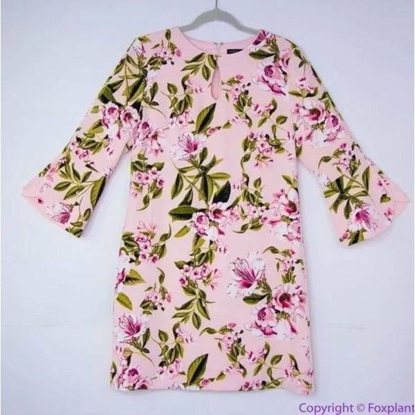 New! White House Black Market floral Petal-Sleeve Shift Dress,4