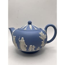 VTG Wedgwood England Blue Jasperware Teapot Porcelain