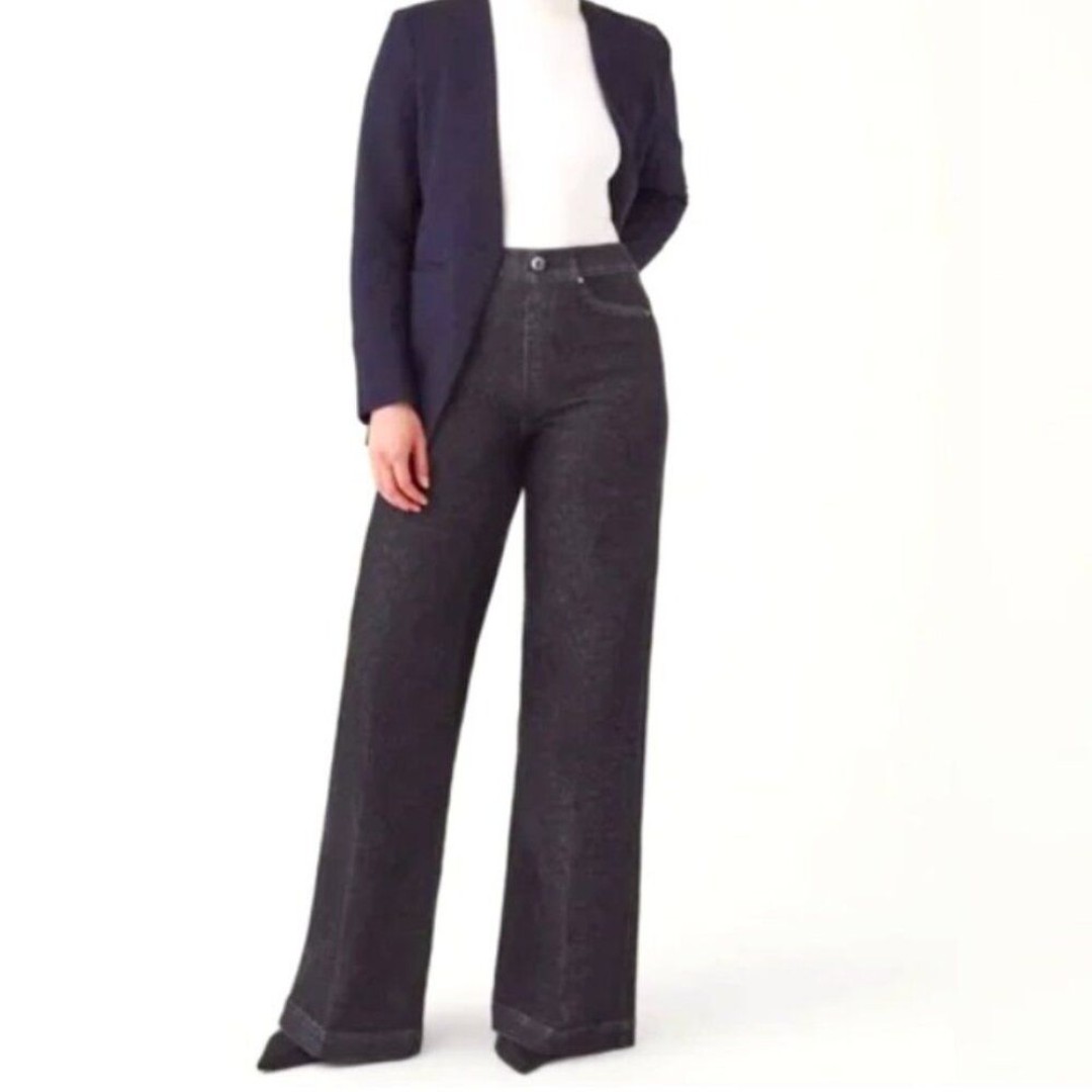Spanx Wide Leg Denim EveryWear Jeans Charcoal Pull-on Stretch Jeans 1X Tall NWT