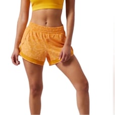 Women's Athleta Mesh Racer Run Mid Rise Short 4 Inch Inseam Size XS Yellow Print