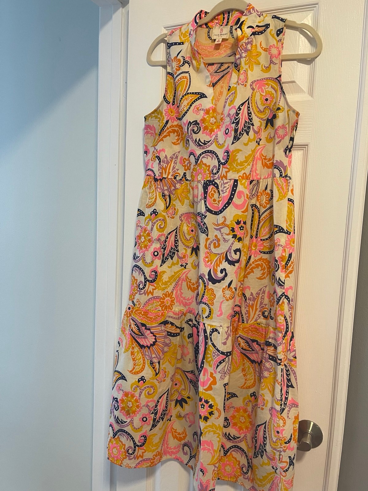 Julie Brown Sleeveless Multicolor Maxi Tier Dress in medium