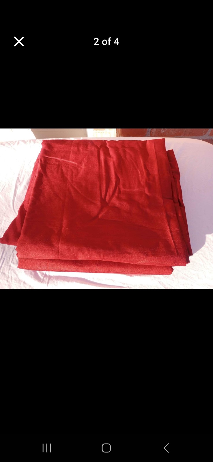 Two Pottery barn 100 percent silk red curtains 95 inches long