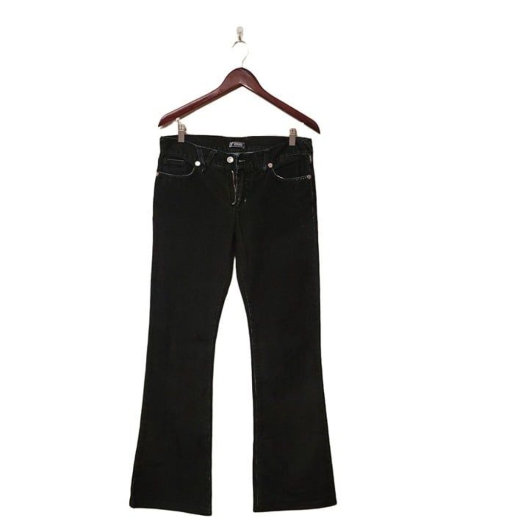 Versace Jeans Couture Womens Pants Black 30 Corduroy Bootcut Flare Logo