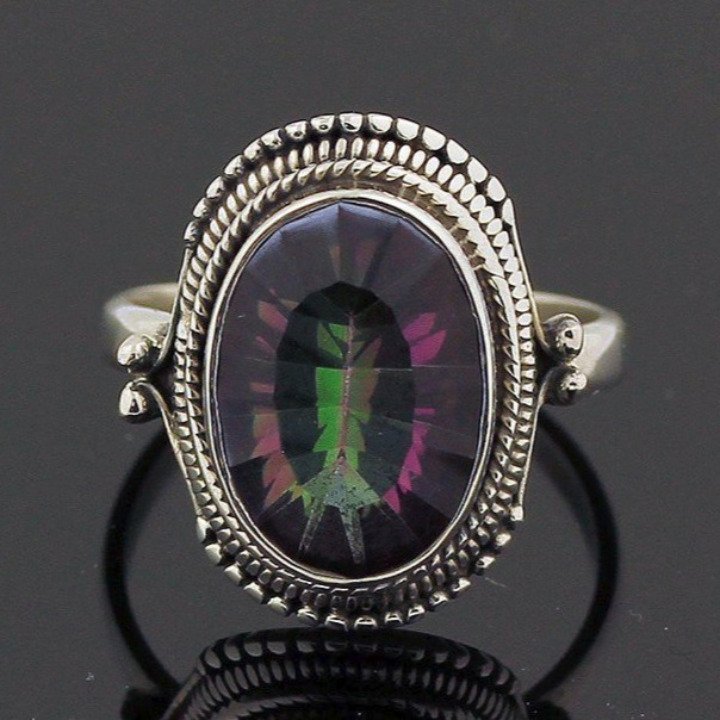 Rainbow Mystic Topaz Ring Size 7.5