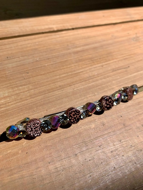 Hair Clip Accessory Brown gemstones metallic details large sized