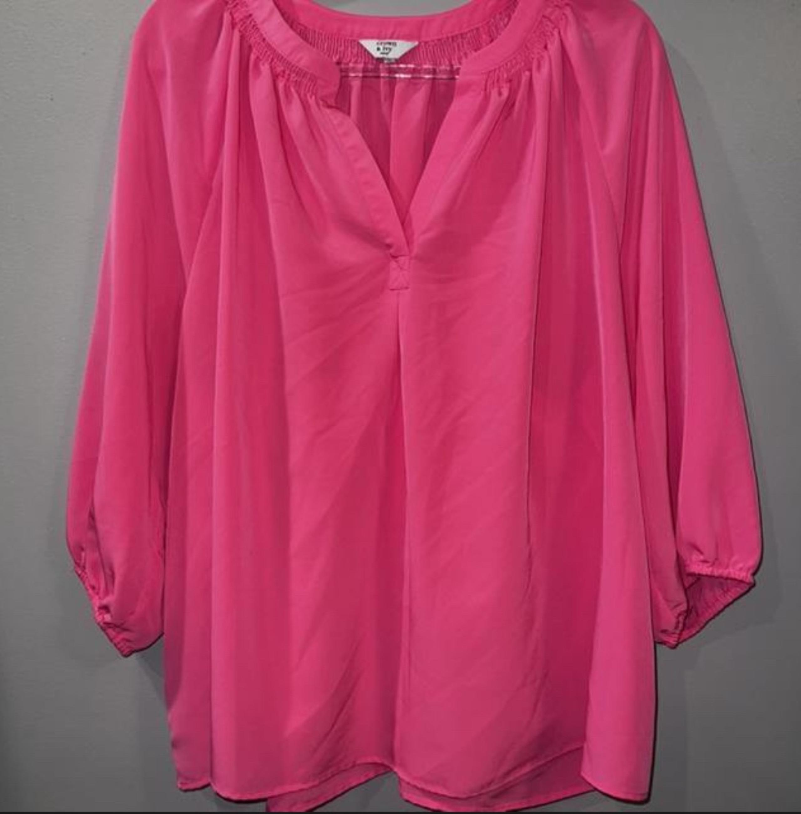 Crown & Ivy Curve bright pink top 2X