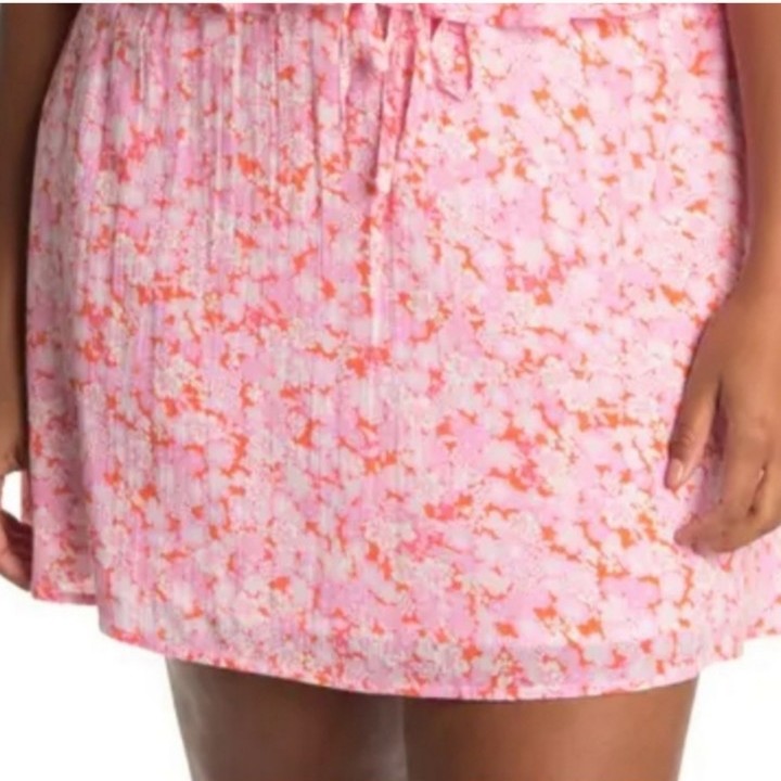 NWT • Nordstrom Abound • DITZY FLORAL PINK DRAWSTRING COTTON GAUZE SKIRT 2X Summ