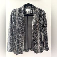 Vintage SALSA Black & Gray Knit Snakeskin Print Blazer Sweater Jacket Cardigan M