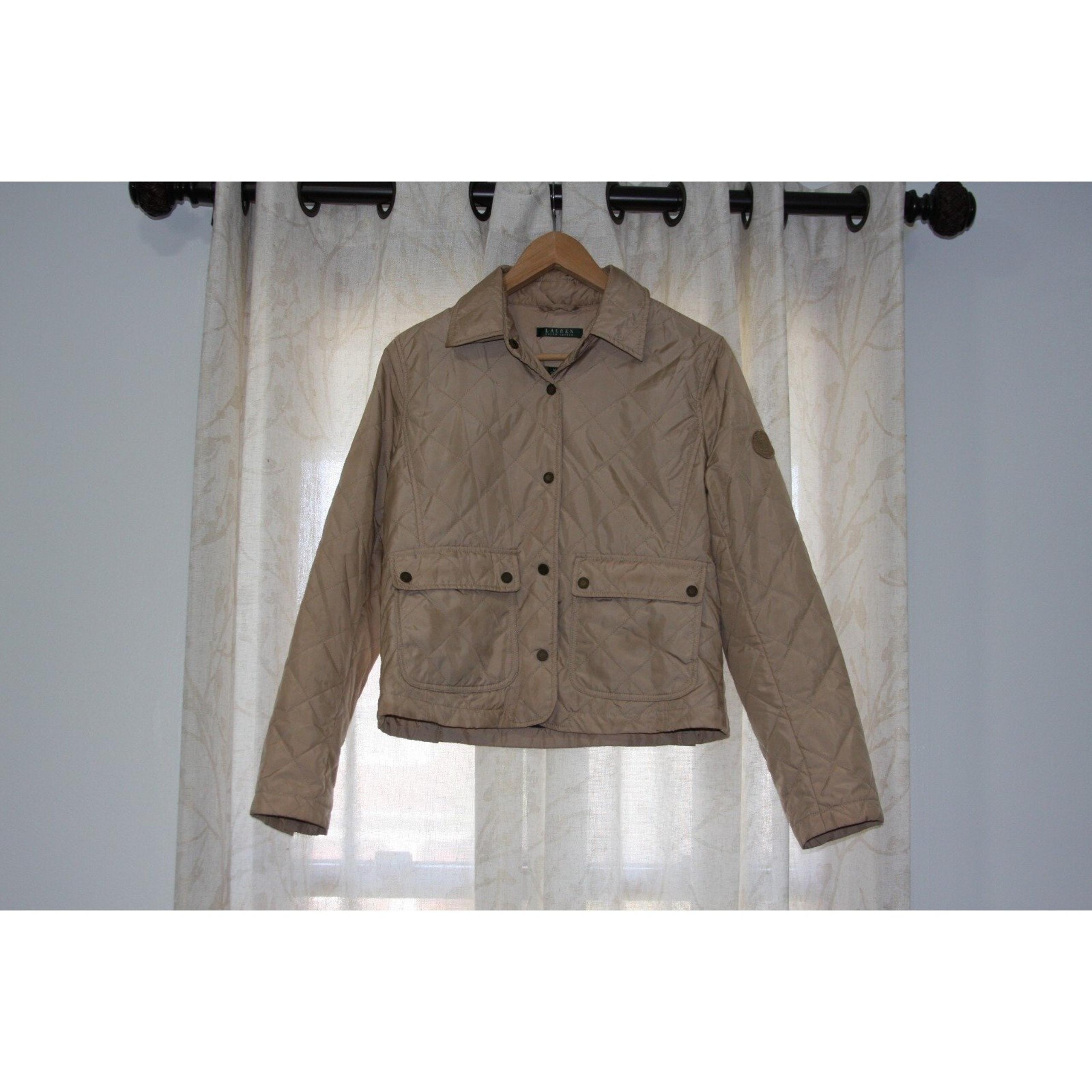 Ralph Lauren Women's Light Quilted Button Up Jacket Beige Cream US M Casual