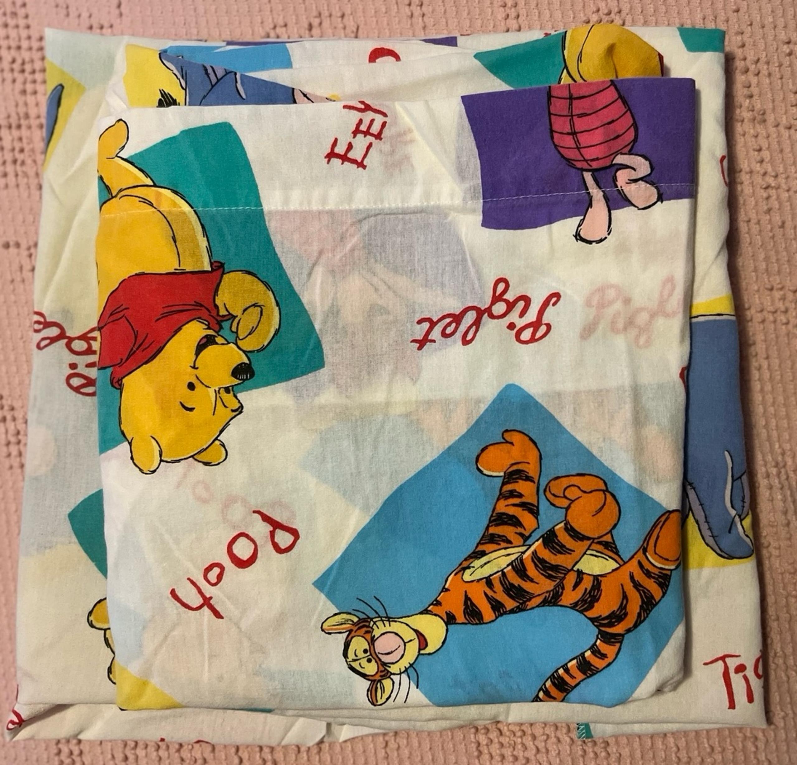 Vintage Disney Winnie the Pooh Tigger Ladybugs Twin Flat Sheet Set No Pillow