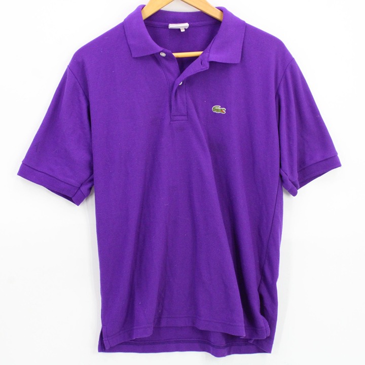 Lacoste Polo Shirt Mens Purple Short Sleeve Big Logo Embroidered Cotton Size 5