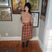 60s Handmade Vintage Pleated Plaid Tartan Midi Skirt Medium Wool Blend Tan Brown