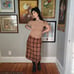 60s Handmade Vintage Pleated Plaid Tartan Midi Skirt Medium Wool Blend Tan Brown