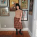 60s Handmade Vintage Pleated Plaid Tartan Midi Skirt Medium Wool Blend Tan Brown