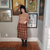 60s Handmade Vintage Pleated Plaid Tartan Midi Skirt Medium Wool Blend Tan Brown
