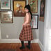 60s Handmade Vintage Pleated Plaid Tartan Midi Skirt Medium Wool Blend Tan Brown