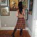 60s Handmade Vintage Pleated Plaid Tartan Midi Skirt Medium Wool Blend Tan Brown
