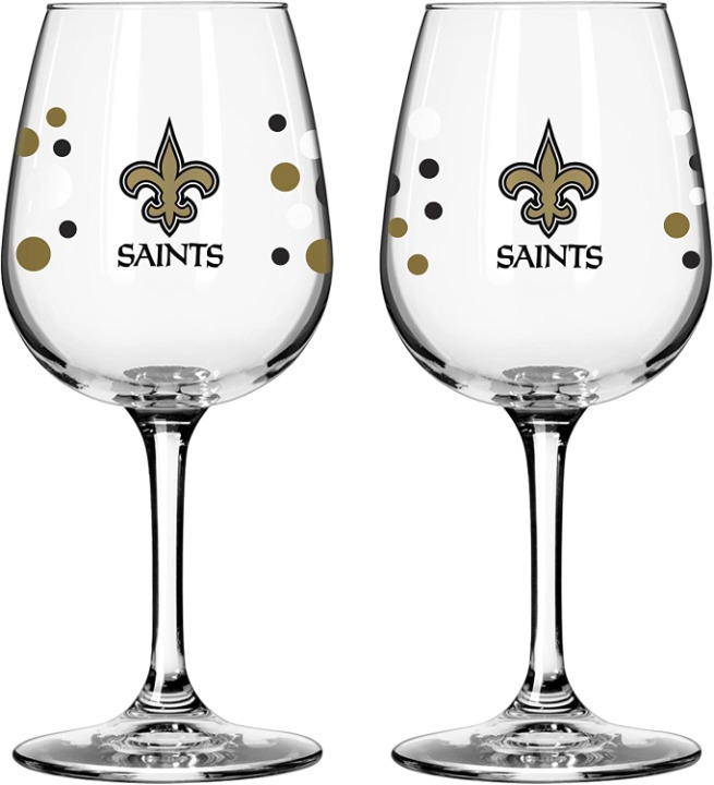 New Orleans Saints Pokadot Wine Glass 12 Oz. 2 Pack