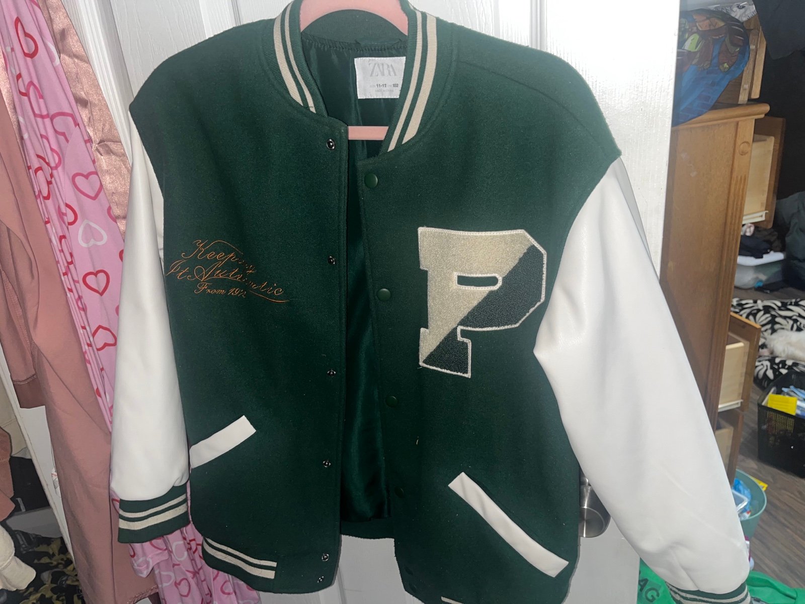 Zara’s boys green Varsity Jacket