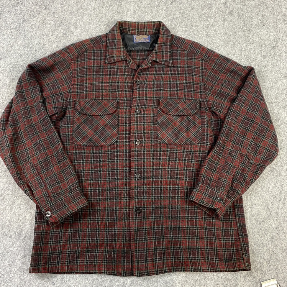 Vintage Pendleton Shirt Mens Large Wool Plaid Flannel Made in USA Outdoors 70s
