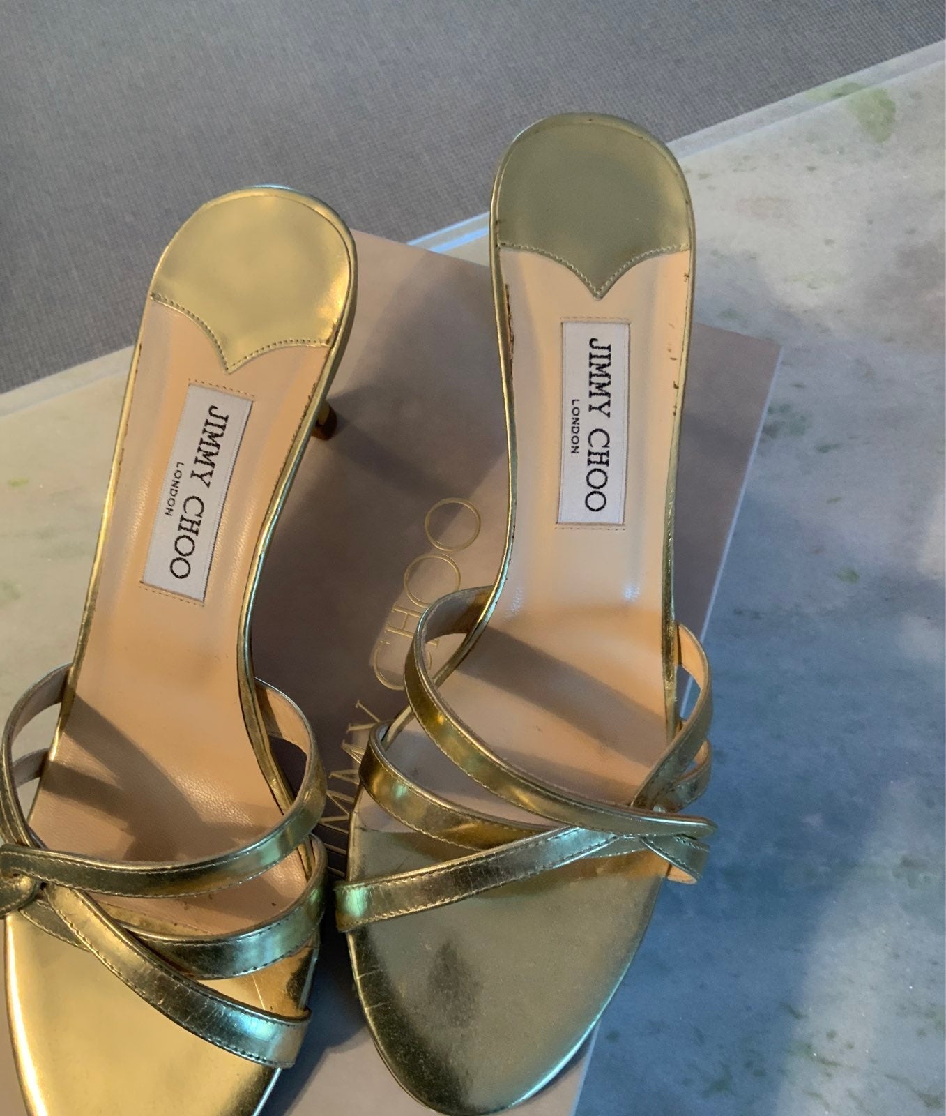 Jimmy Choo gold mules