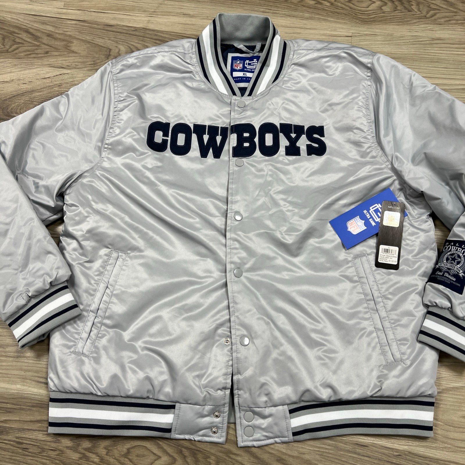 Ultra Game Dallas Cowboys NFL Full Snap Satin Jacket Men’s Size XL 130 NWT