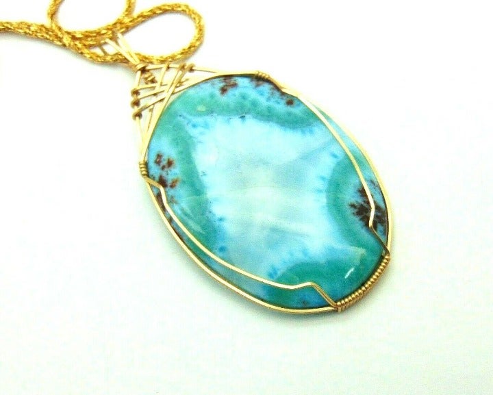 Larimar Pendand Necklace Cabochon OOAK
