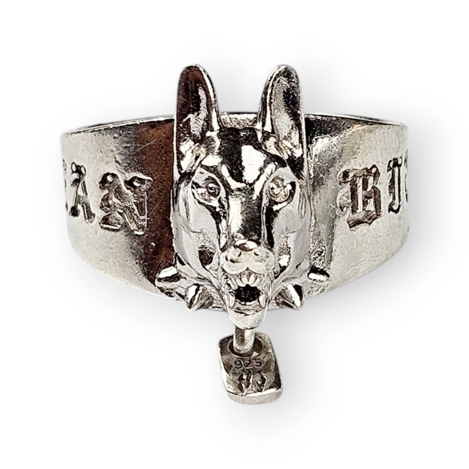 Hellhound Sterling Ring Hard Jewelry Biker Rhodium Plated 925 Silver Mens 9.75