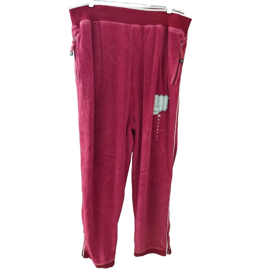 VTG Y2K Makaveli Track Pants Mens 2XL Red Velour Sweatpants Tupac 2Pac Rap 90s