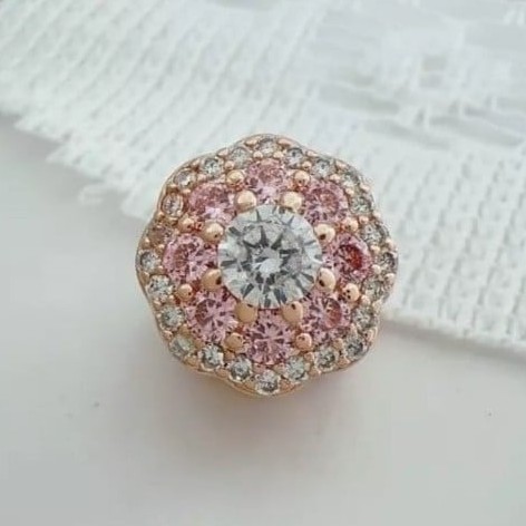 NEW Authentic Pandora 14k Rose Gold Plated Pink Mist Sparkle Crystal Flower Char