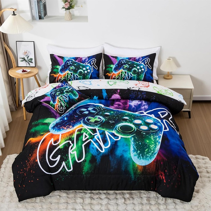 Aimuan Gamer Gaming Bedding Sets 3D Gamepad Comforter Sets for Boys Games Consol