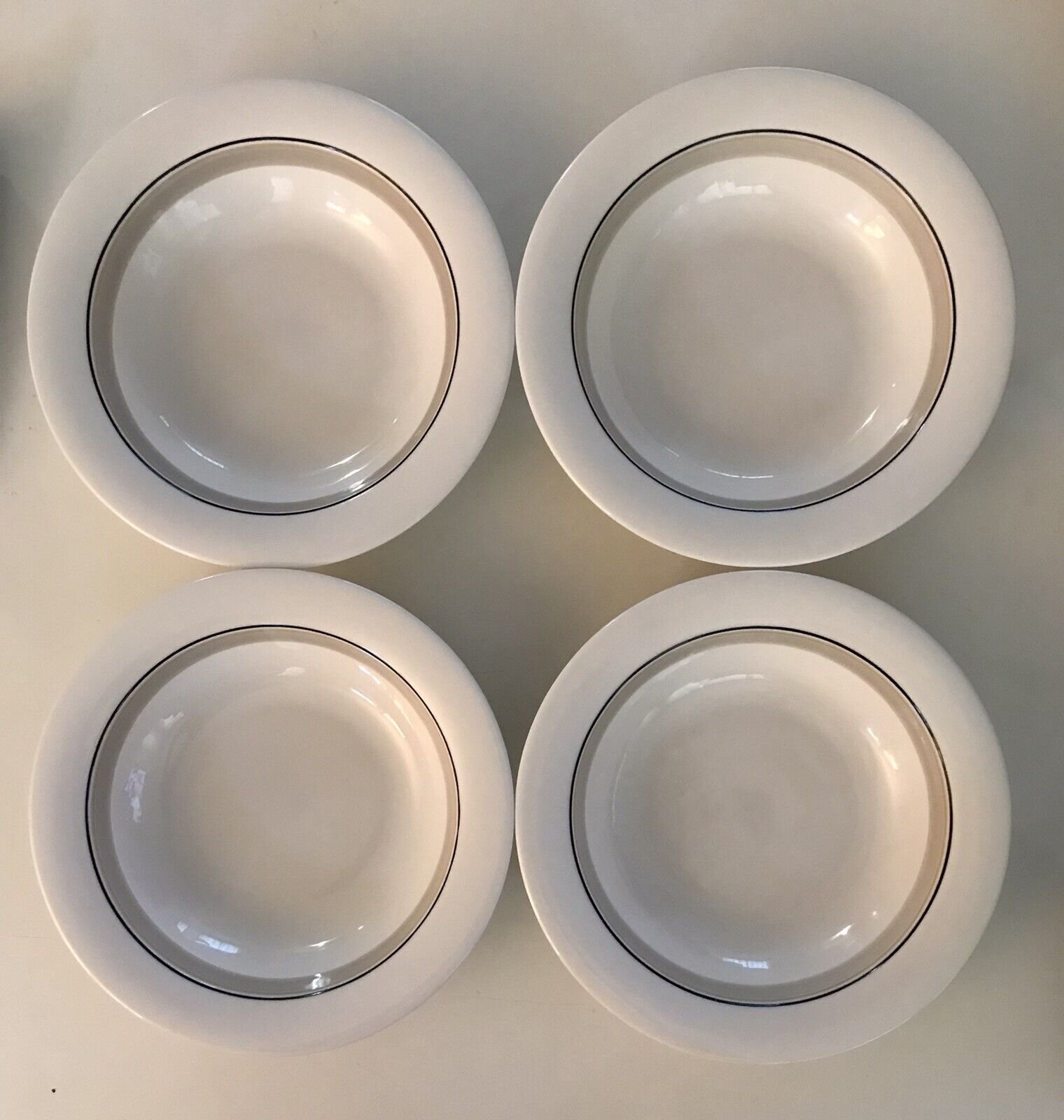 Lot of 4 Arabia of Finland Seita Arctica Rim Soup Bowls 8 Vintage Discontinued