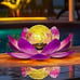 Solar Light Outdoor Garden Decor, Lotus Flower Light Crackle Globe Glass
