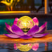 Solar Light Outdoor Garden Decor, Lotus Flower Light Crackle Globe Glass