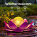 Solar Light Outdoor Garden Decor, Lotus Flower Light Crackle Globe Glass
