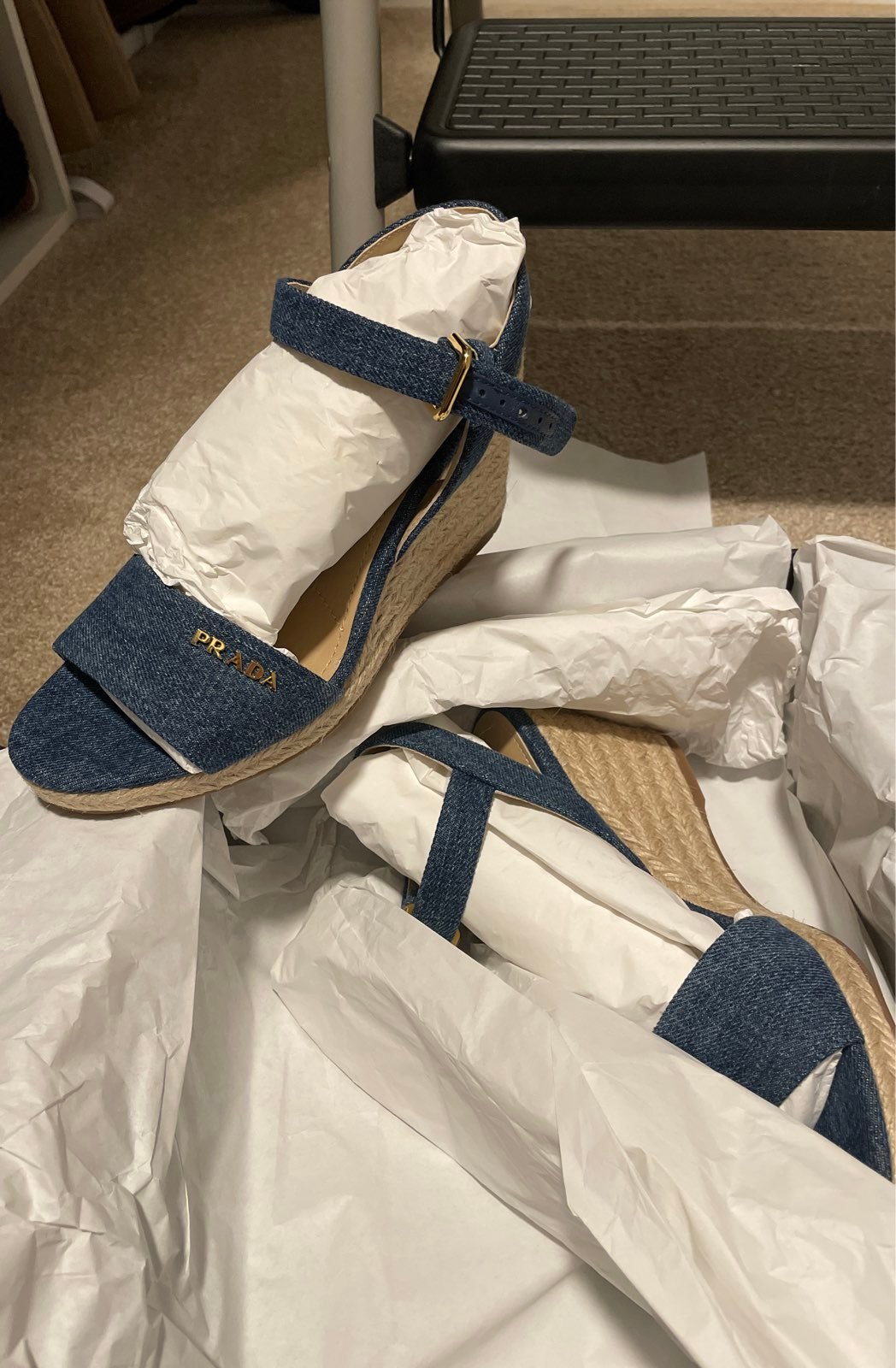 Prada denim wedge