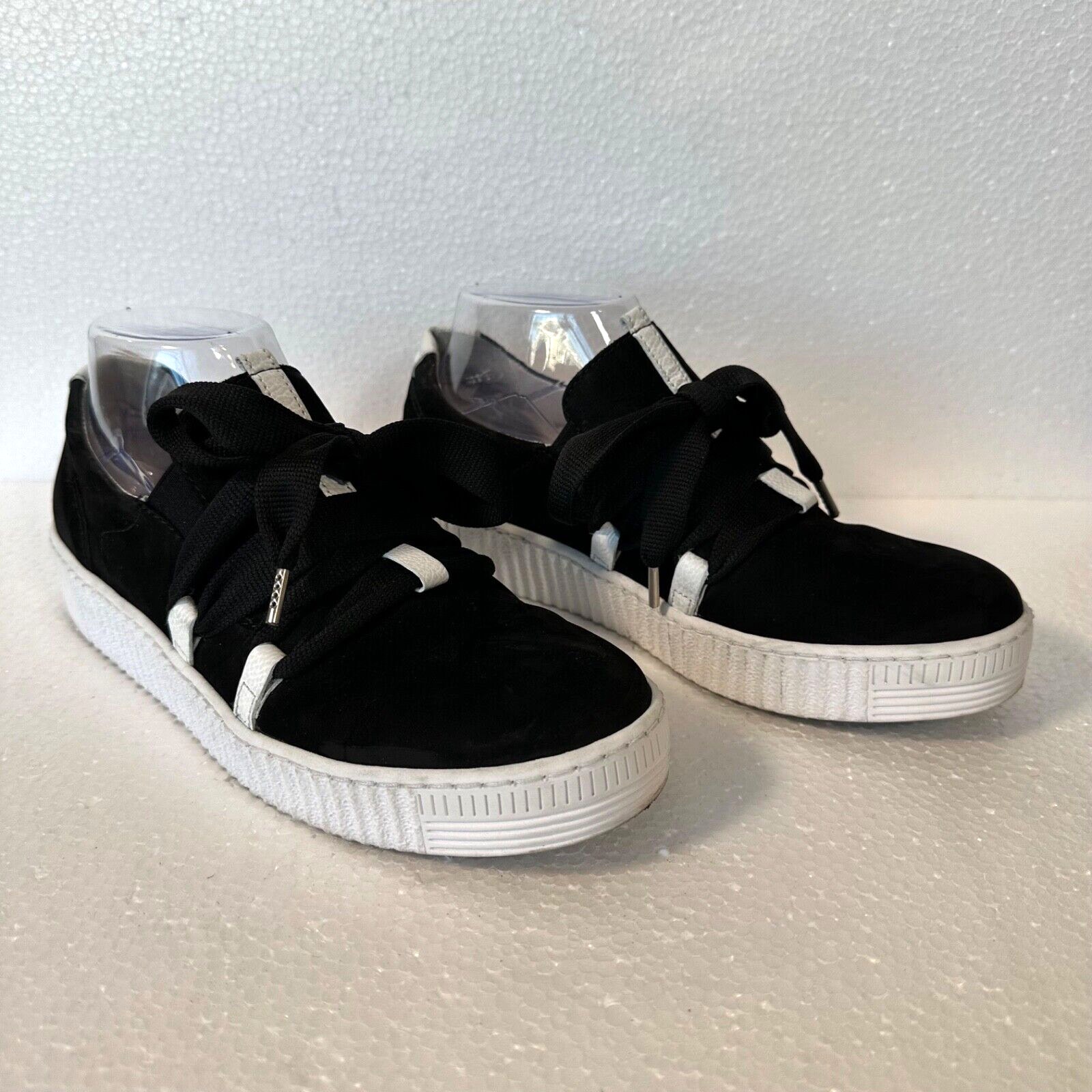 Gabor Bow Sneaker Women's 7.5 UK 5.5 Black White Suede Shoes