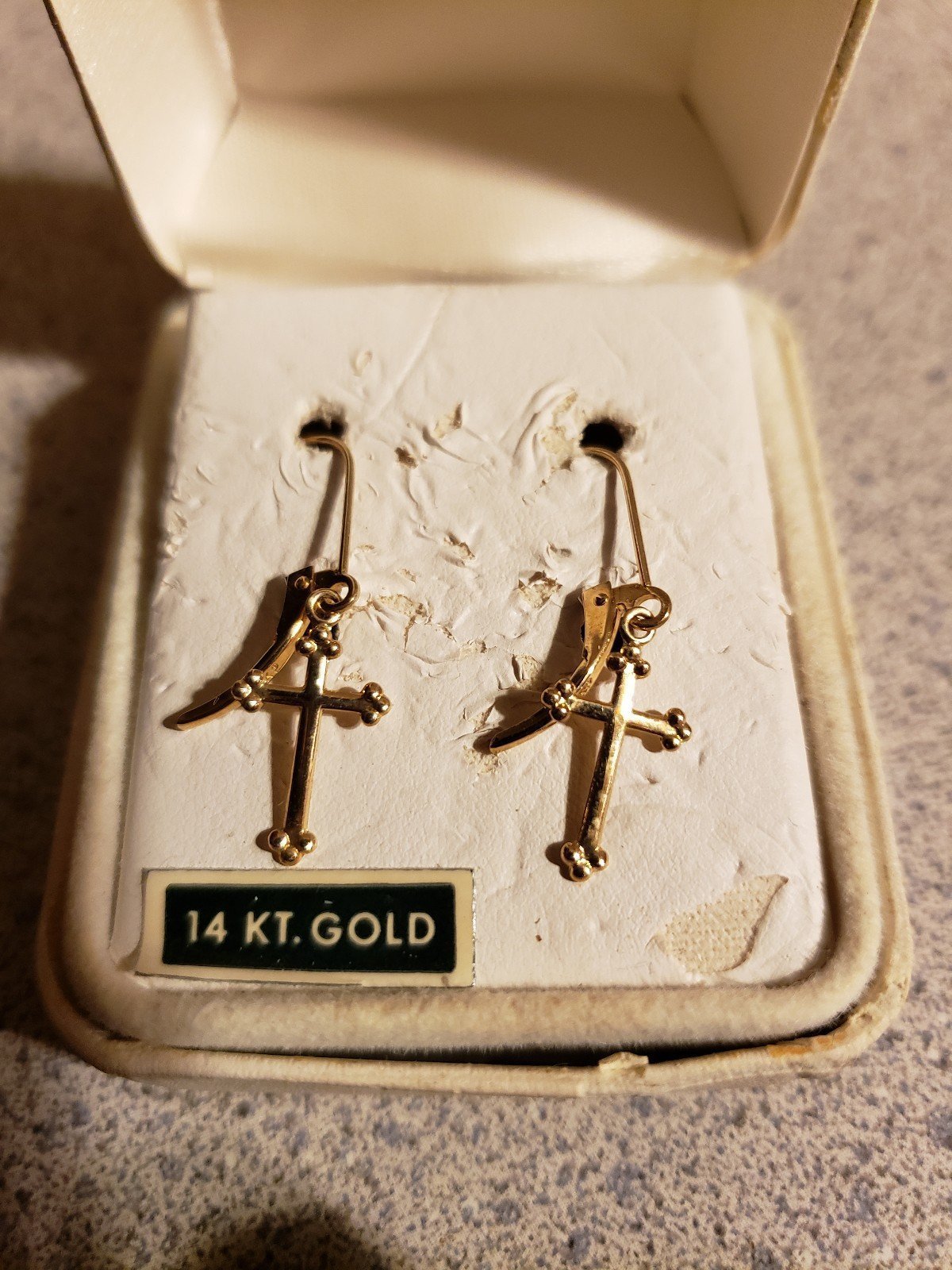 Women's 14k yellow gold cross earrings