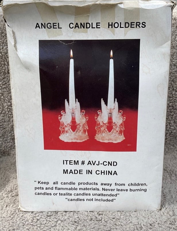 Antique glass angel candleholders