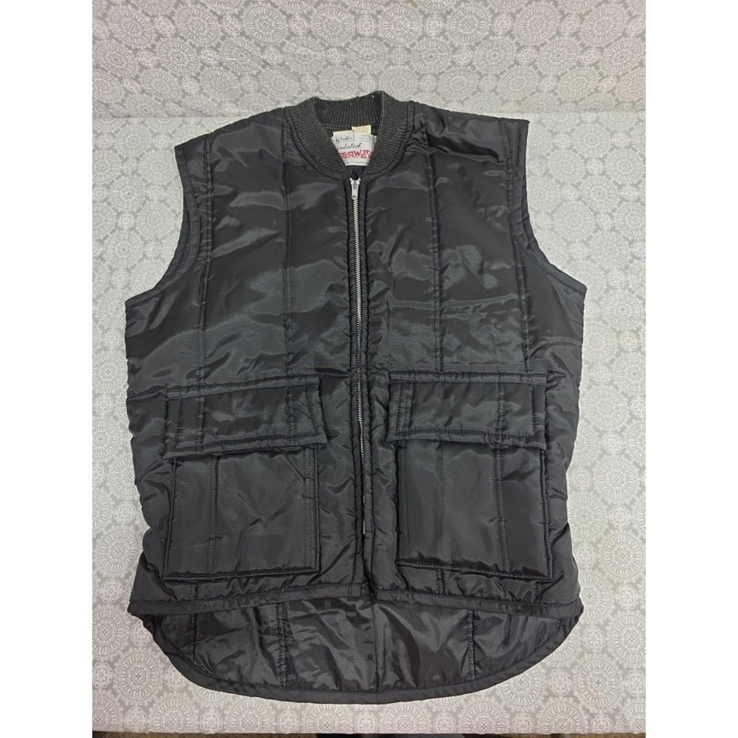 Vtg Walls Blizzard Pruf Black Zip Farm Work Puffer Puffy Vest Mens Size Medium