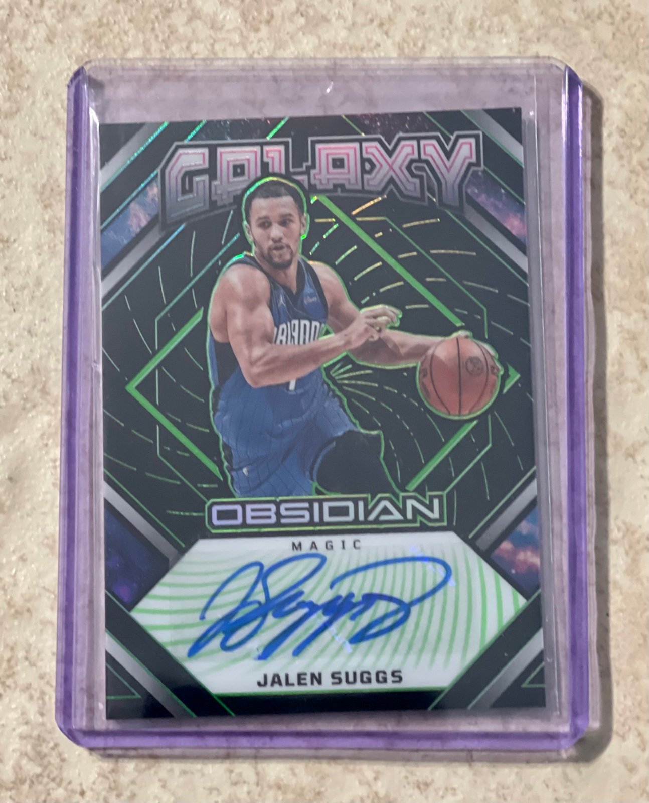 2022-23 Jalen Suggs obsidian Galaxy Green Holo Auto #'d 9/25