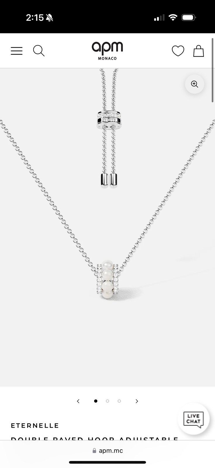 APM Monaco Silver Necklace with Pearls & Crystal Accents