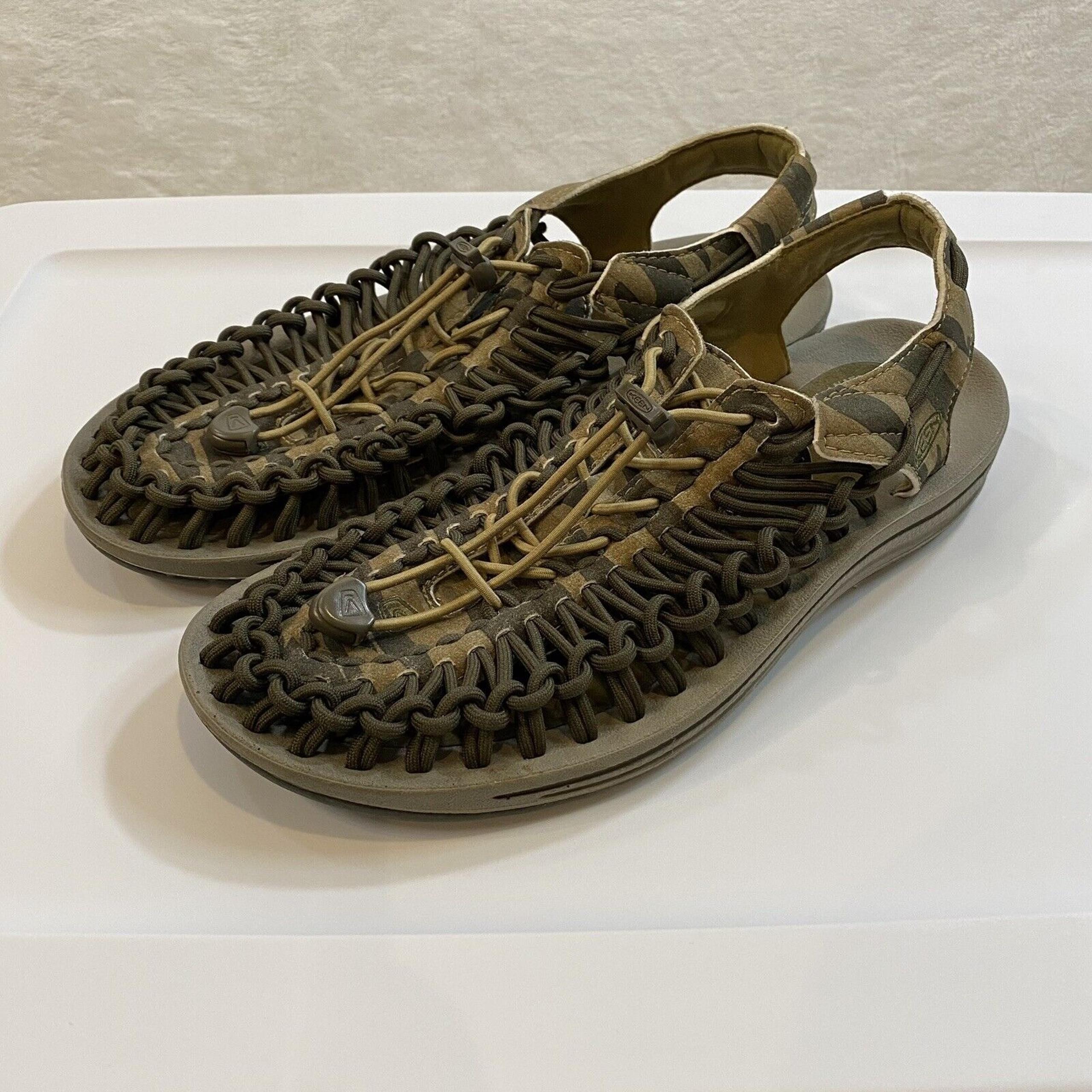 Keen Men's UNEEK Leather Sandals Brown Camo Leather Sports Fisherman Sz 8