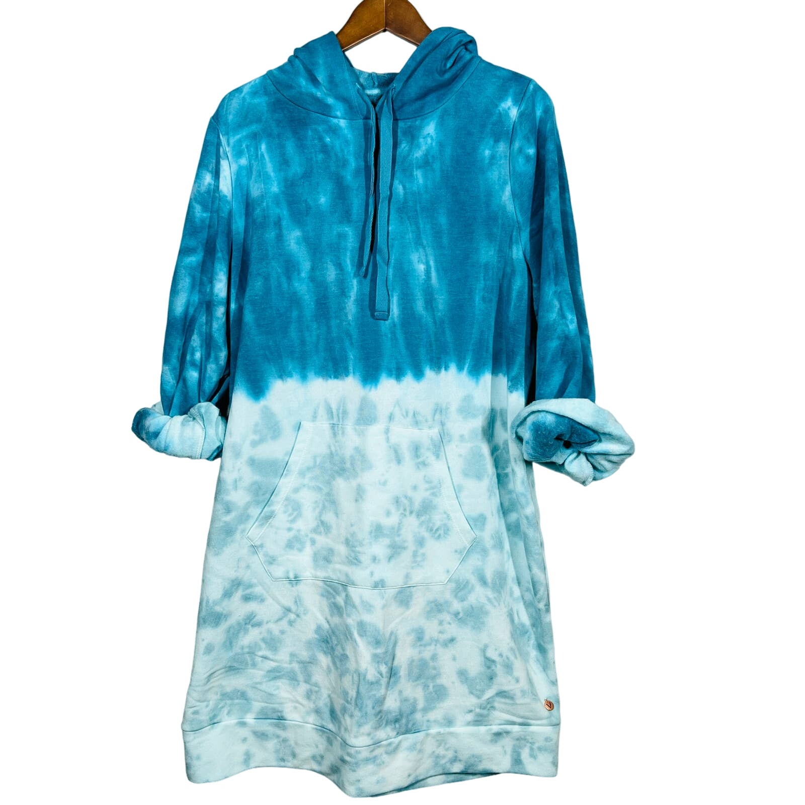 NEW! Lane Bryant Livi Activewear Hooded Sweatshirt Tie Dye Teal - 14/16