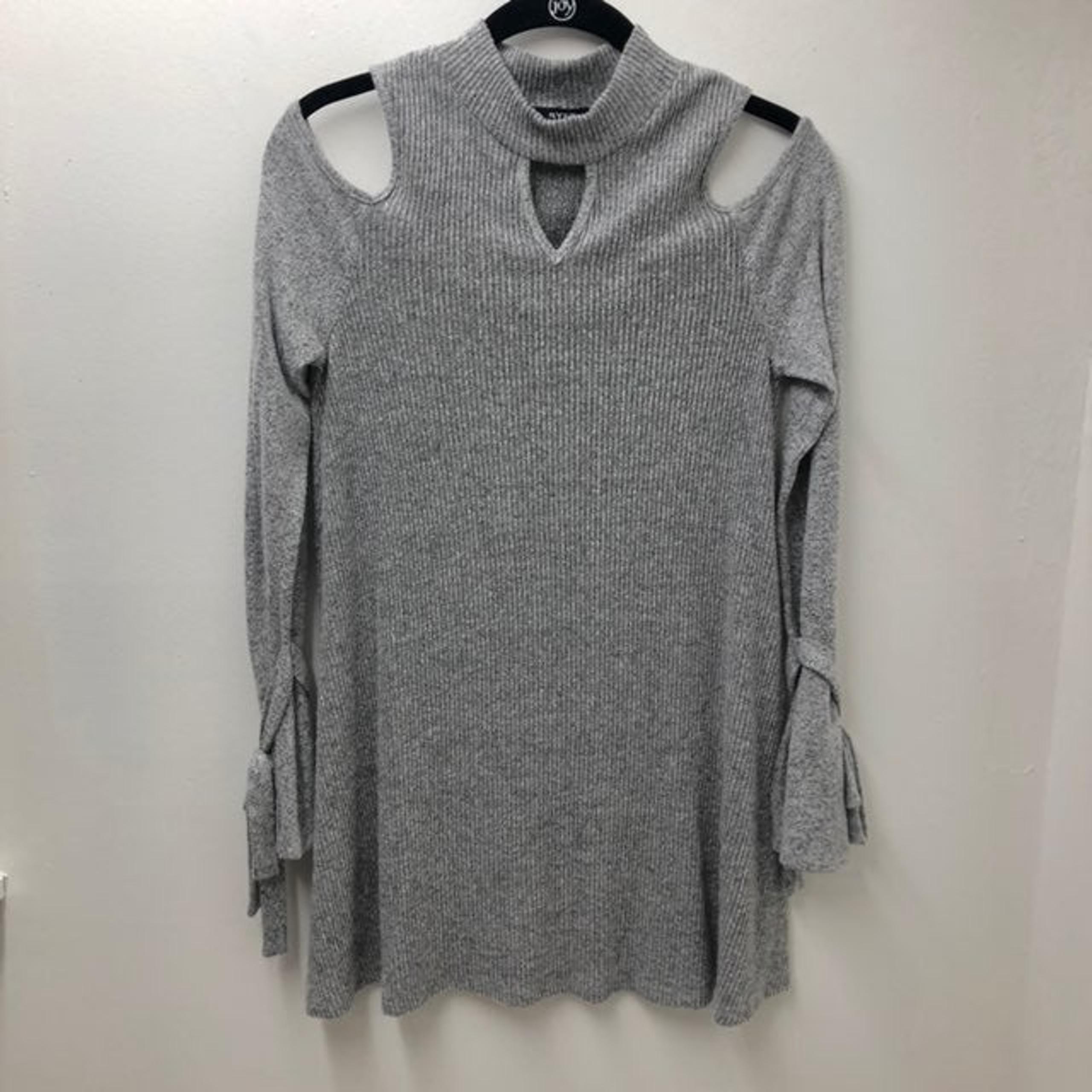 A.Byer Ribbed Open Shoulder Knit Top