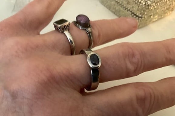 3 Amythyst and 925 sterling silver rings