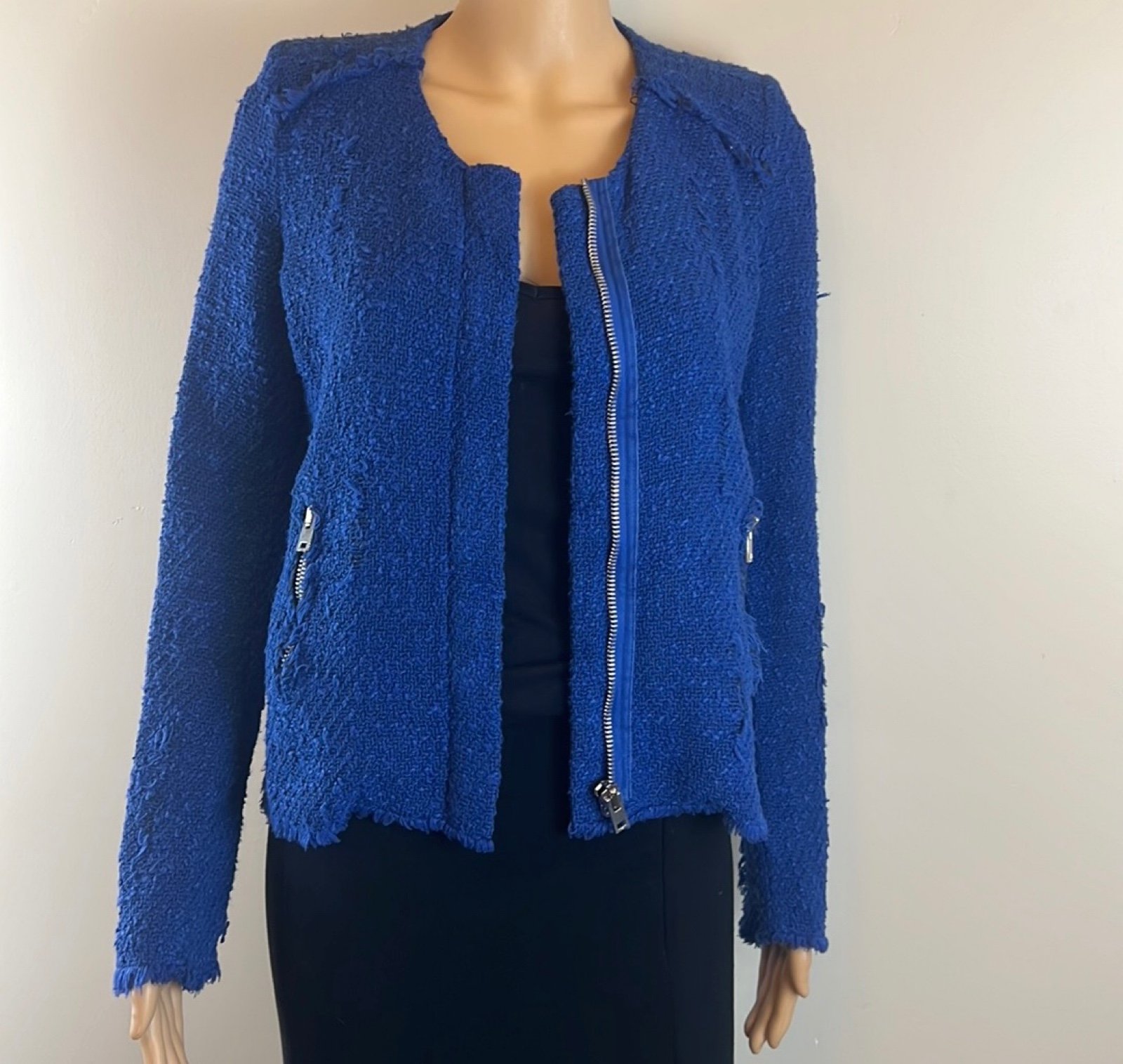 IRO Blue Distressed Agnetay Jacket Size XS/0 Blue