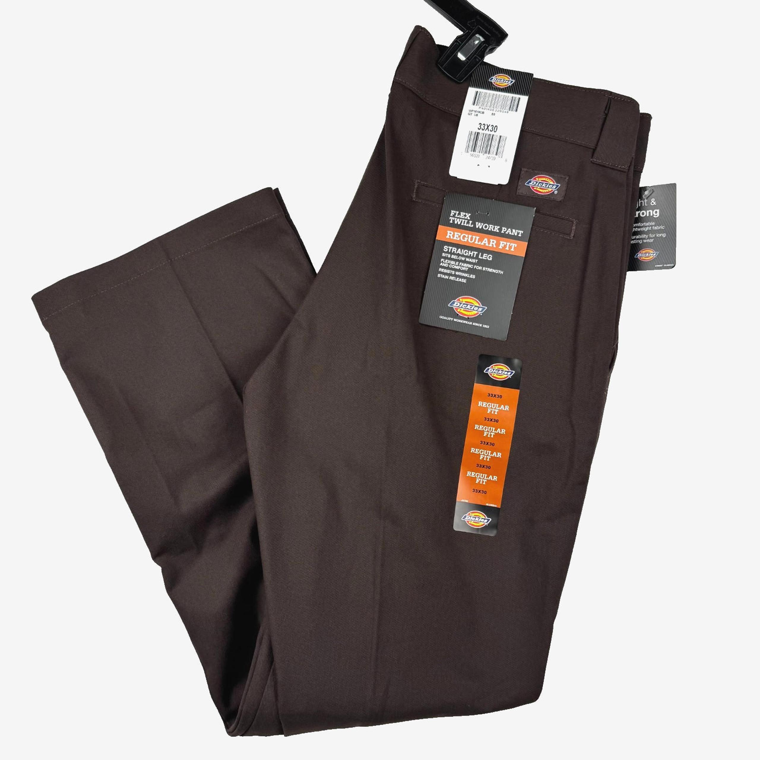 Dickies Flex Twill Regular Fit Men's 33x30 Brown Work Pants WP1510 - NEW