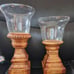 Set of 2 Large Pillar Wooden Candle Holders