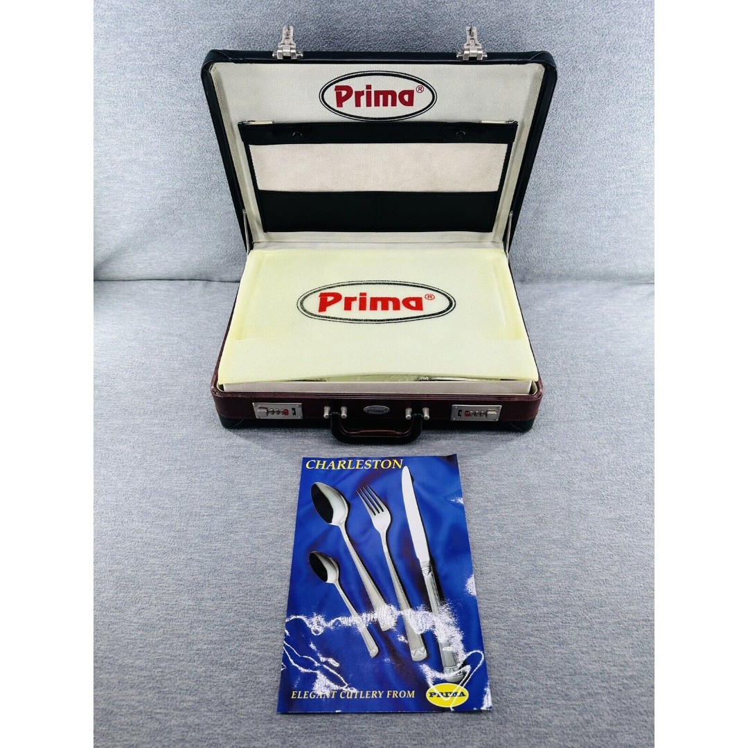 PRIMA VINTAGE - 75 Piece Canteen Cutlery W/ Leather Lockable Case NEW